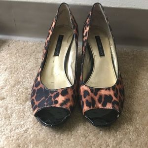 Cheetah print peep toe heels